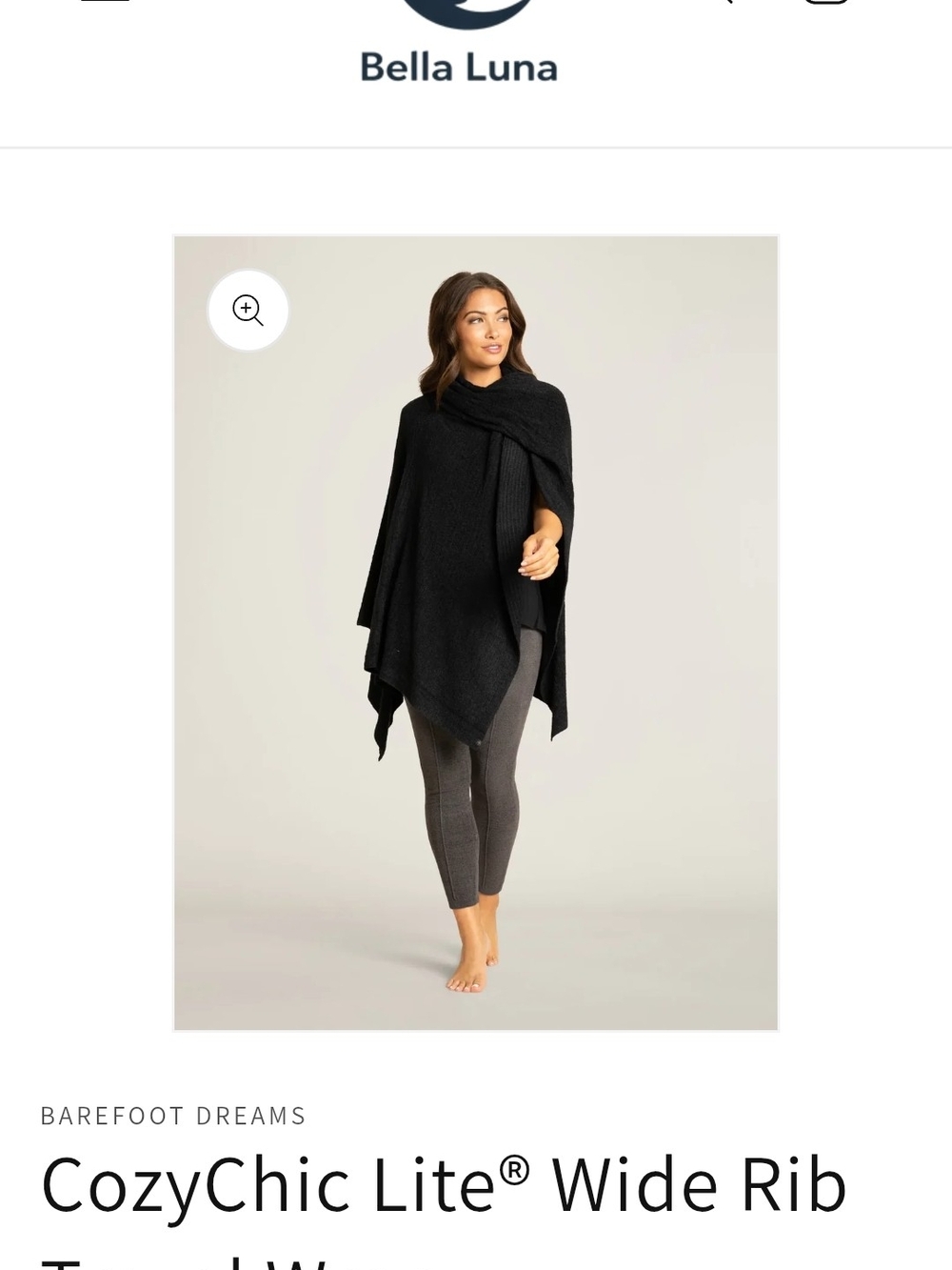 Barefoot Dreams Black CozyChic Lite® Wrap Poncho